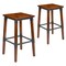 Merrick Lane Breton Backless Bar Height Stools with Steel Supports and Footrest - Set Of 2